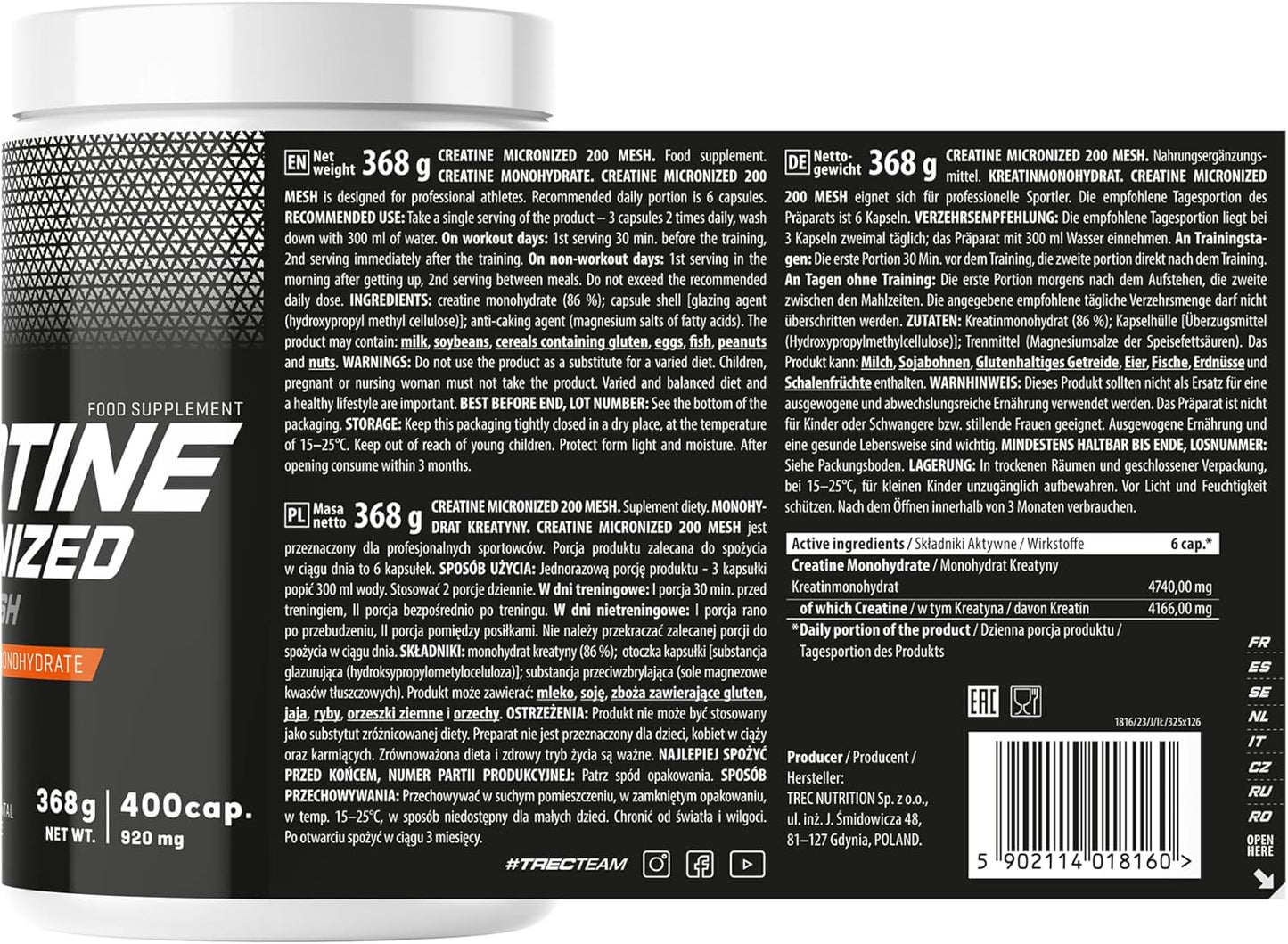 Creatine Micronized | 400caps Nutricore Nutrition®