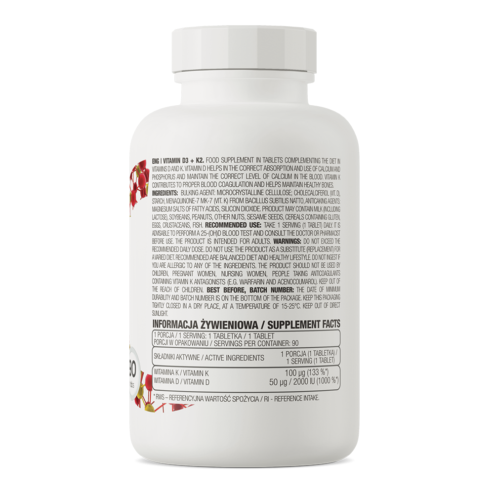 OstroVit Vitamin D3 + K2 90 tablets Nutricore Nutrition®